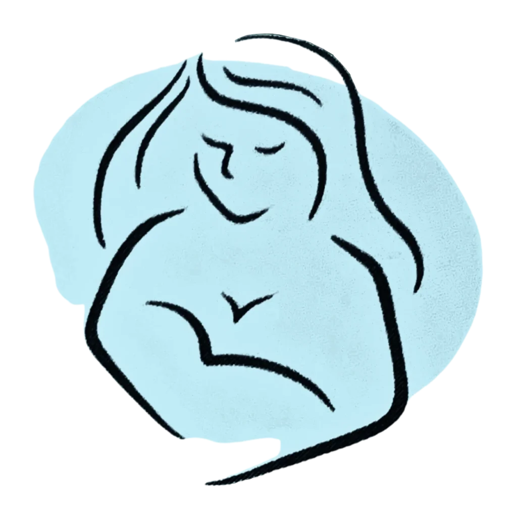 Illustration représentant la tête et le buste d'une femme tenant un bébé
