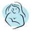 Illustration représentant la tête et le buste d'une femme tenant un bébé